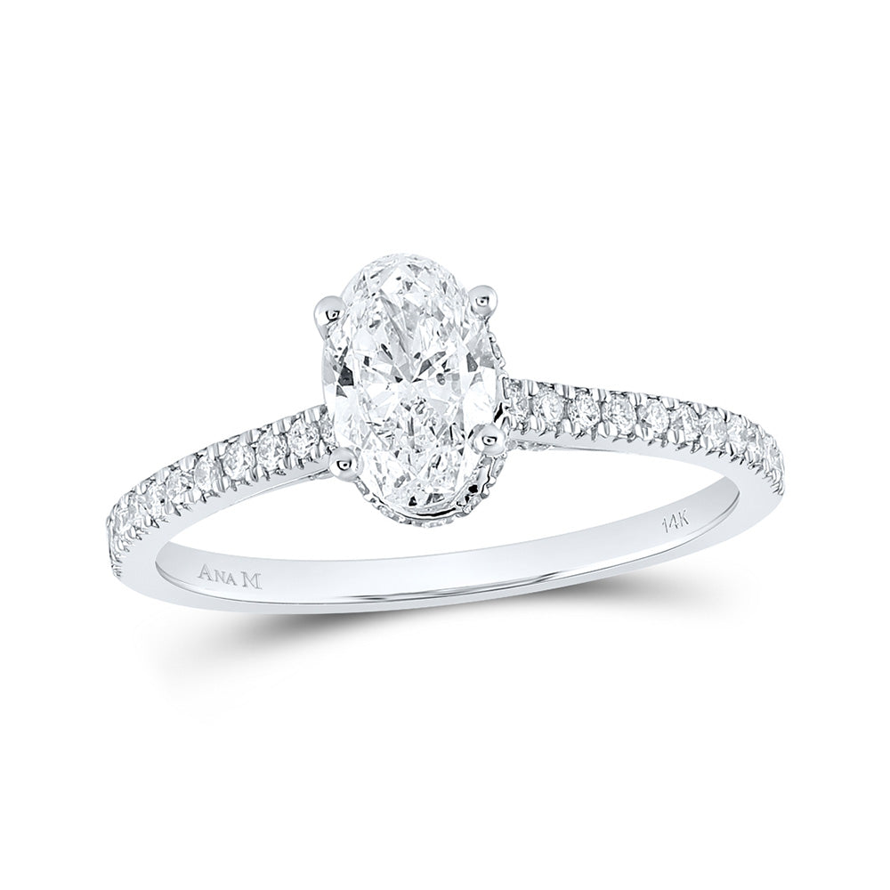14K White Gold Oval Diamond Solitaire Bridal Wedding Engagement Ring 1 Cttw, Womens Size: 5-10