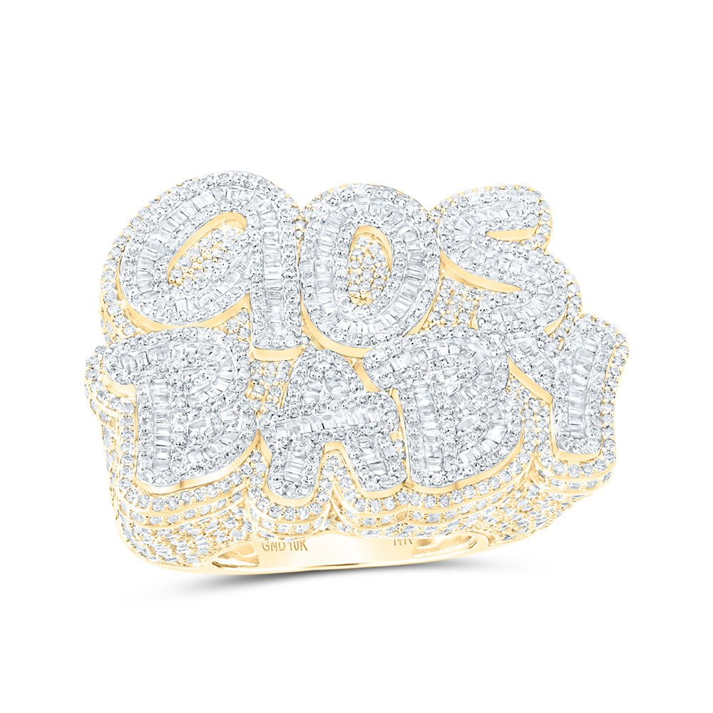10K Yellow Gold Mens Round Diamond 90s BABY Phrase Ring 6-1/2 Cttw, Mens Size: 7-13