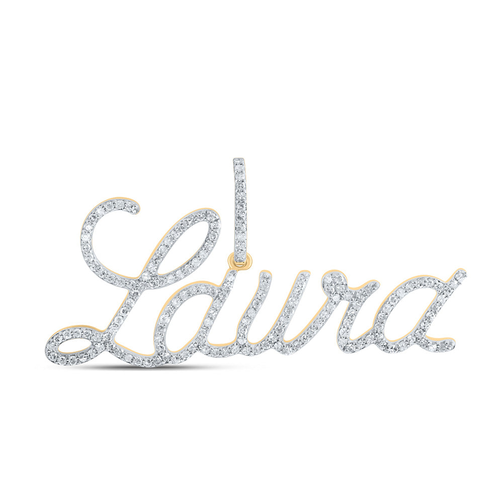 10K Yellow Gold Womens Round Diamond Name Pendant
