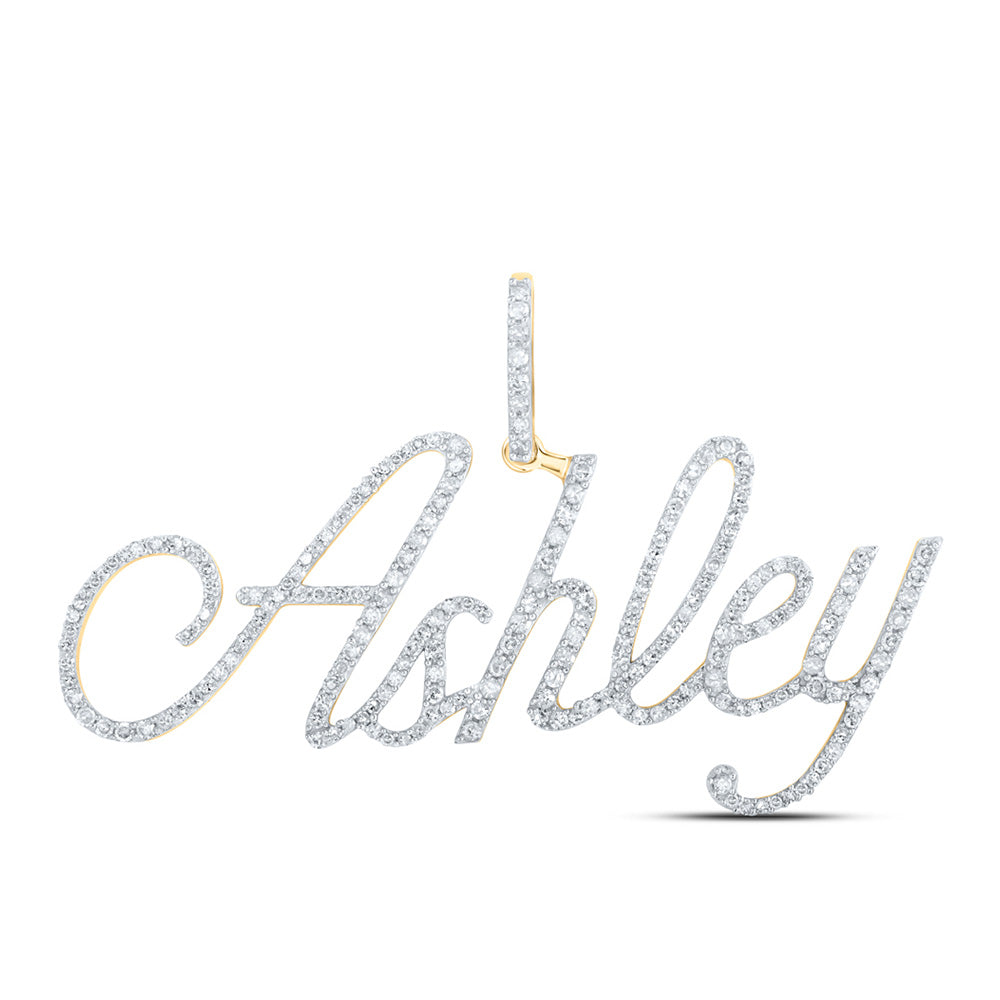 10K Yellow Gold Womens Round Diamond Name Pendant