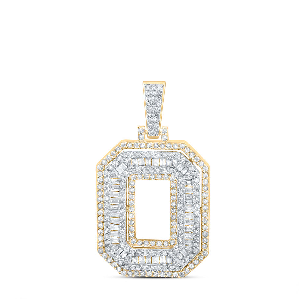 10K Yellow Gold Mens Round Diamond Initial Letter Charm Pendant