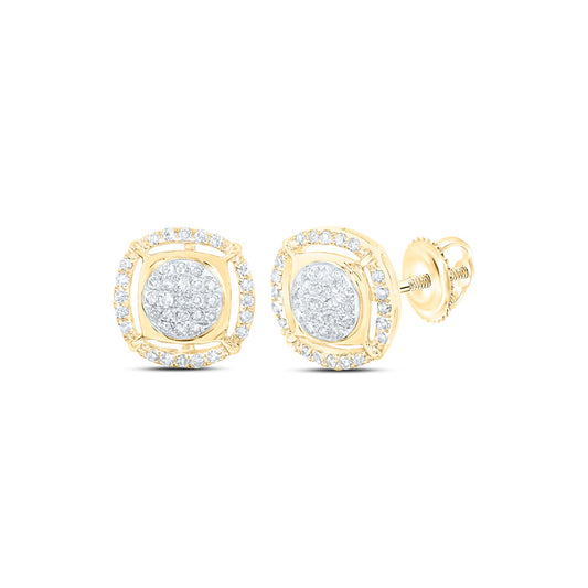 10K Yellow Gold Womens Round Diamond Cluster Earrings 1/4 Cttw