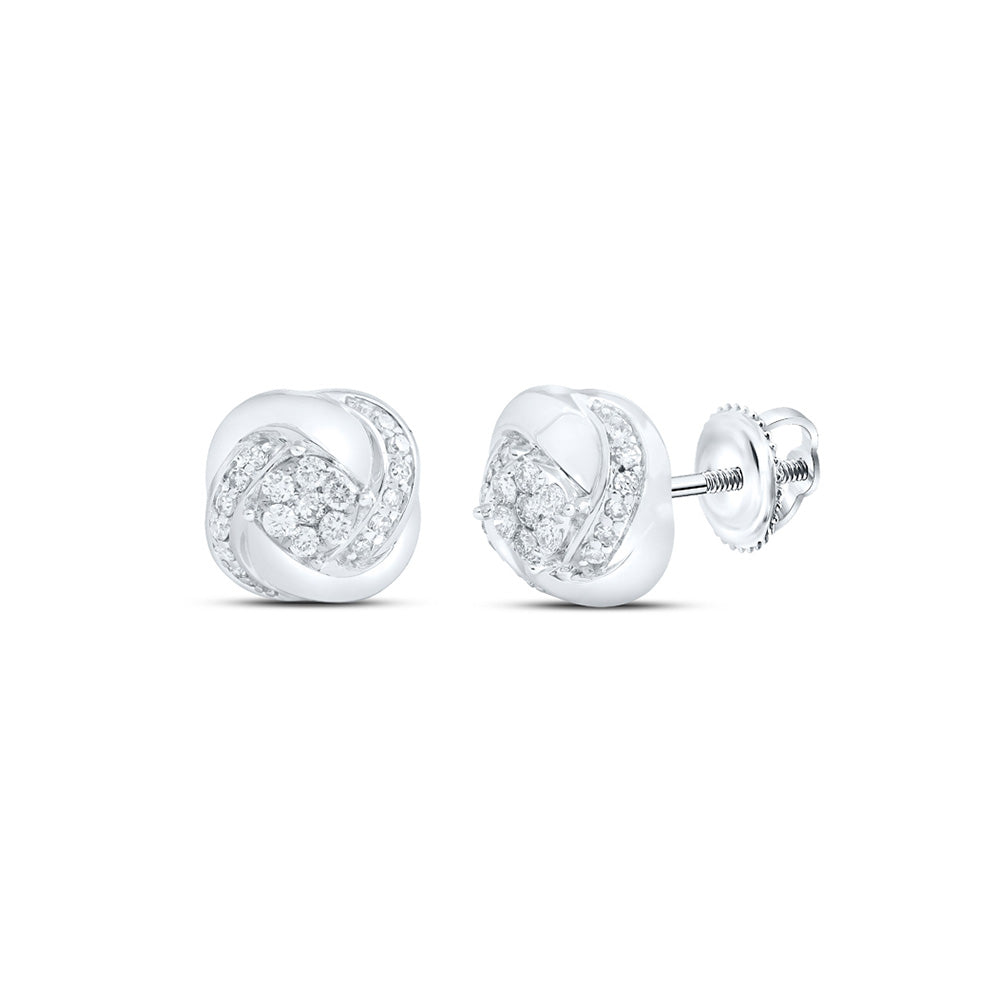 10K White Or Yellow Gold Womens Round Diamond Fashion Earrings