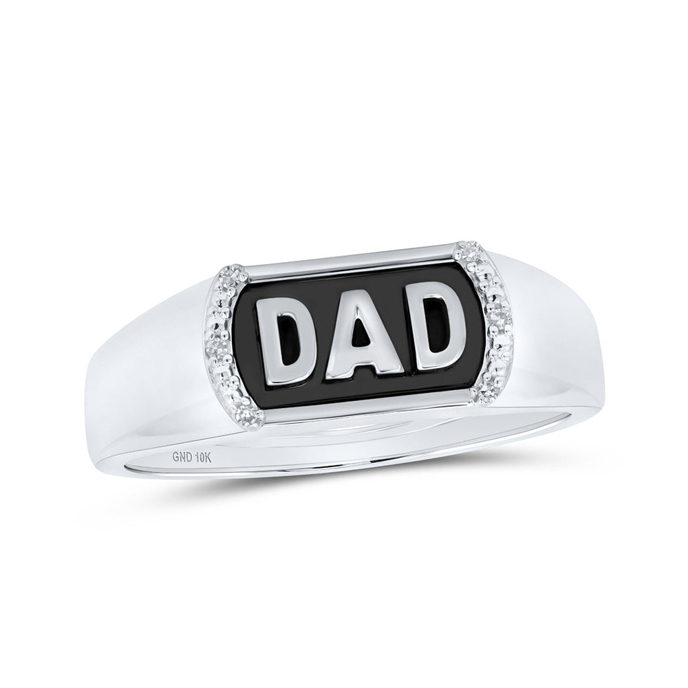 10K White Gold Mens Round Diamond DAD Band Ring .02 Cttw, Mens Size: 7-13