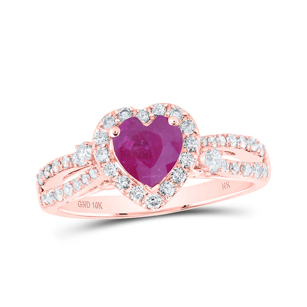 10K Yellow Or White Or Rose Gold Womens Heart Diamond Fashion Ring, Womens Size: 5-10