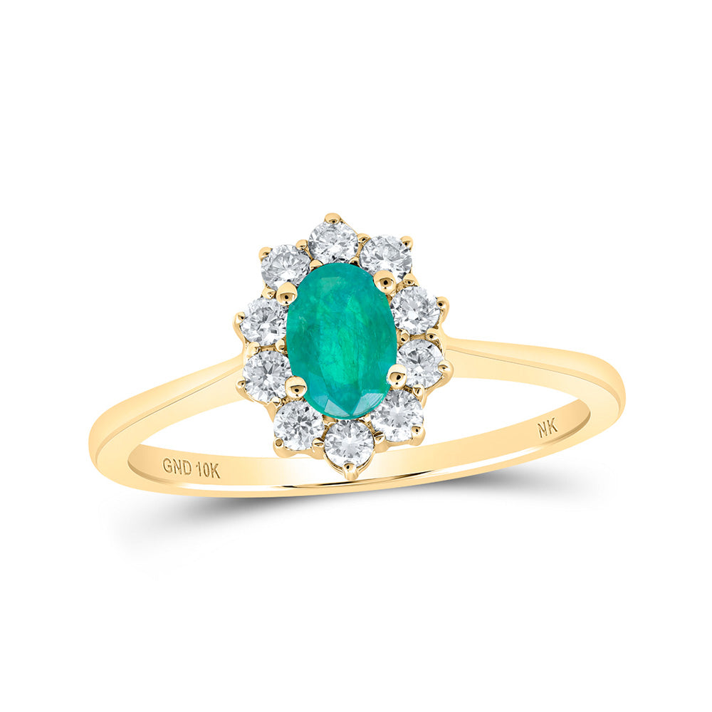 10K Yellow Or White Gold Womens Oval Diamond Halo Ring, Womens Size: 5-10