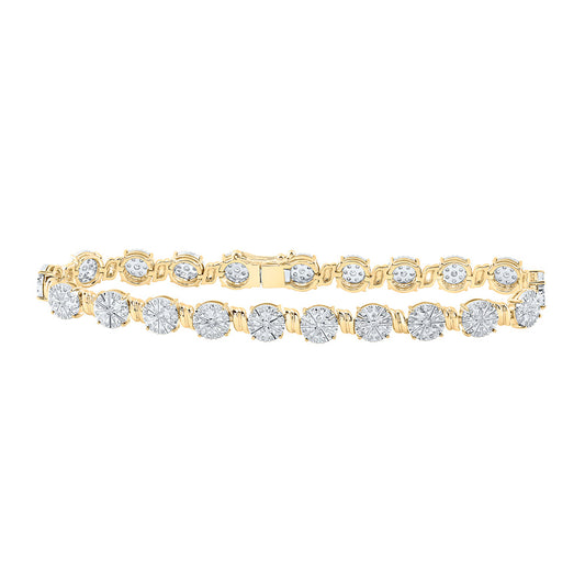 10K Yellow Gold Womens Round Diamond Fashion Bracelet 1 Cttw