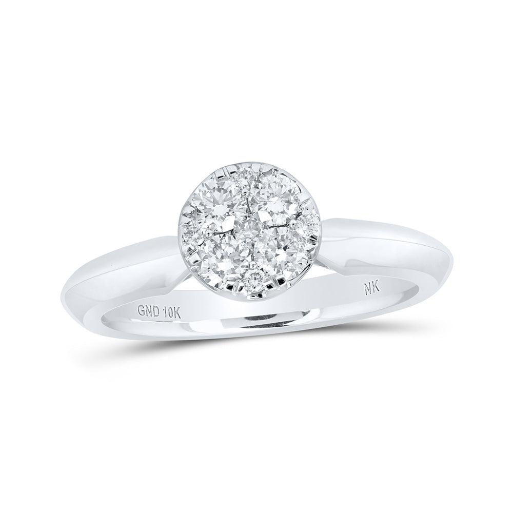 10K White Or Yellow Gold Womens Round Diamond Cluster Ring , Womens Size: 5-10