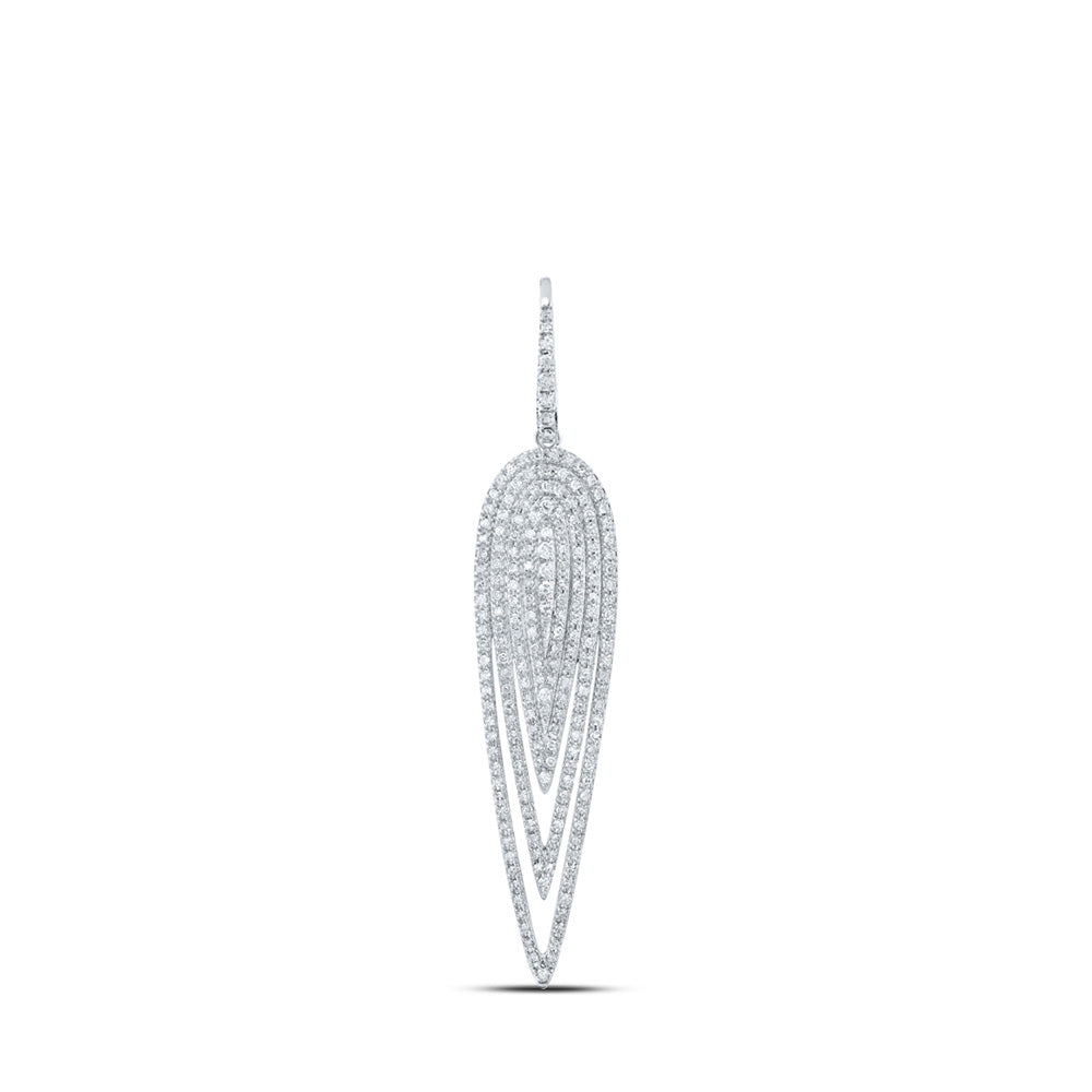10K White Gold Womens Round Diamond Fashion Pendant 1-1/2 Cttw