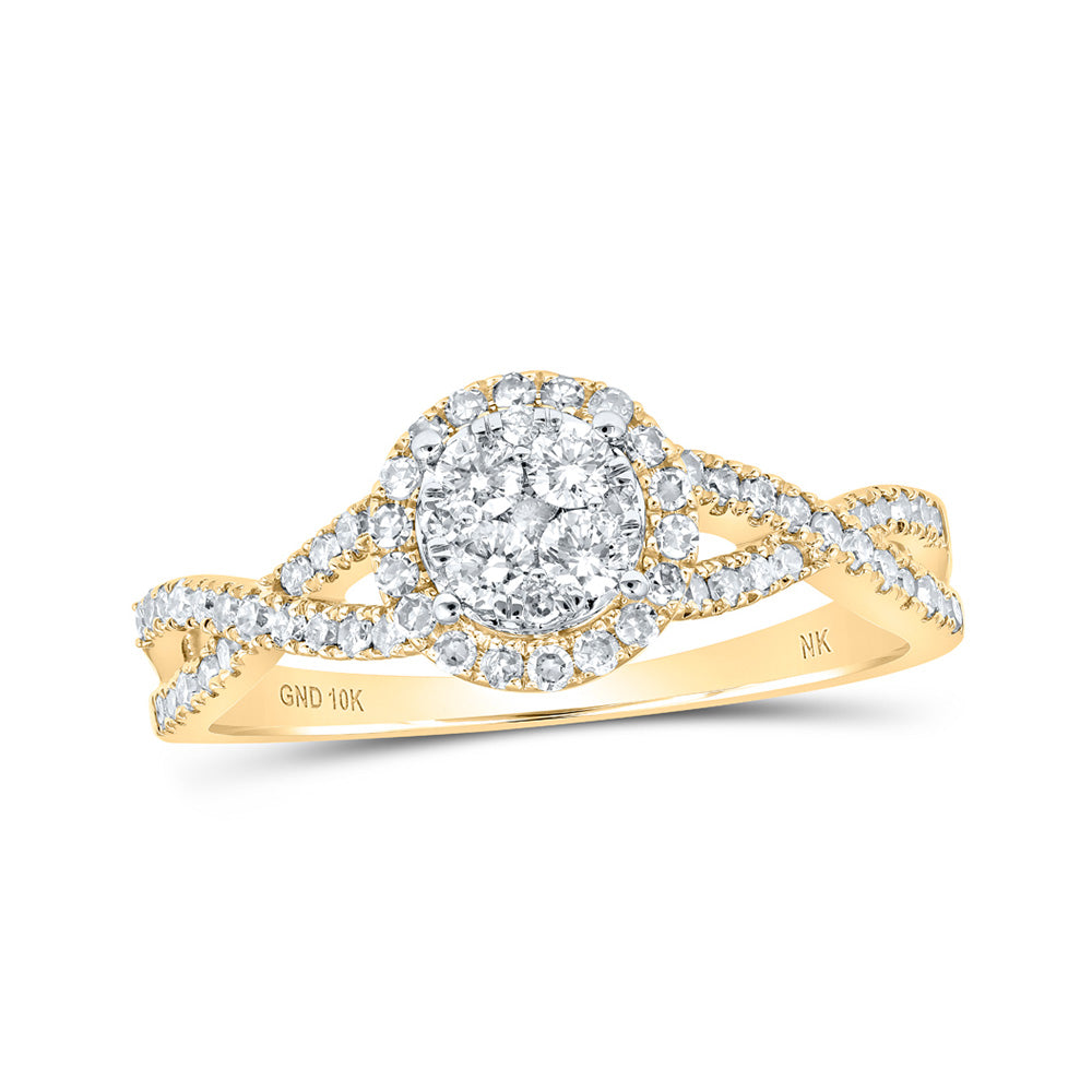 10K White Or Yellow Gold Womens Round Diamond Cluster Ring , Womens Size: 5-10
