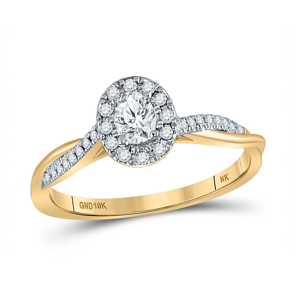 10K White Or Yellow Gold Oval Diamond Halo Bridal Wedding Engagement Ring , Womens Size: 5-10