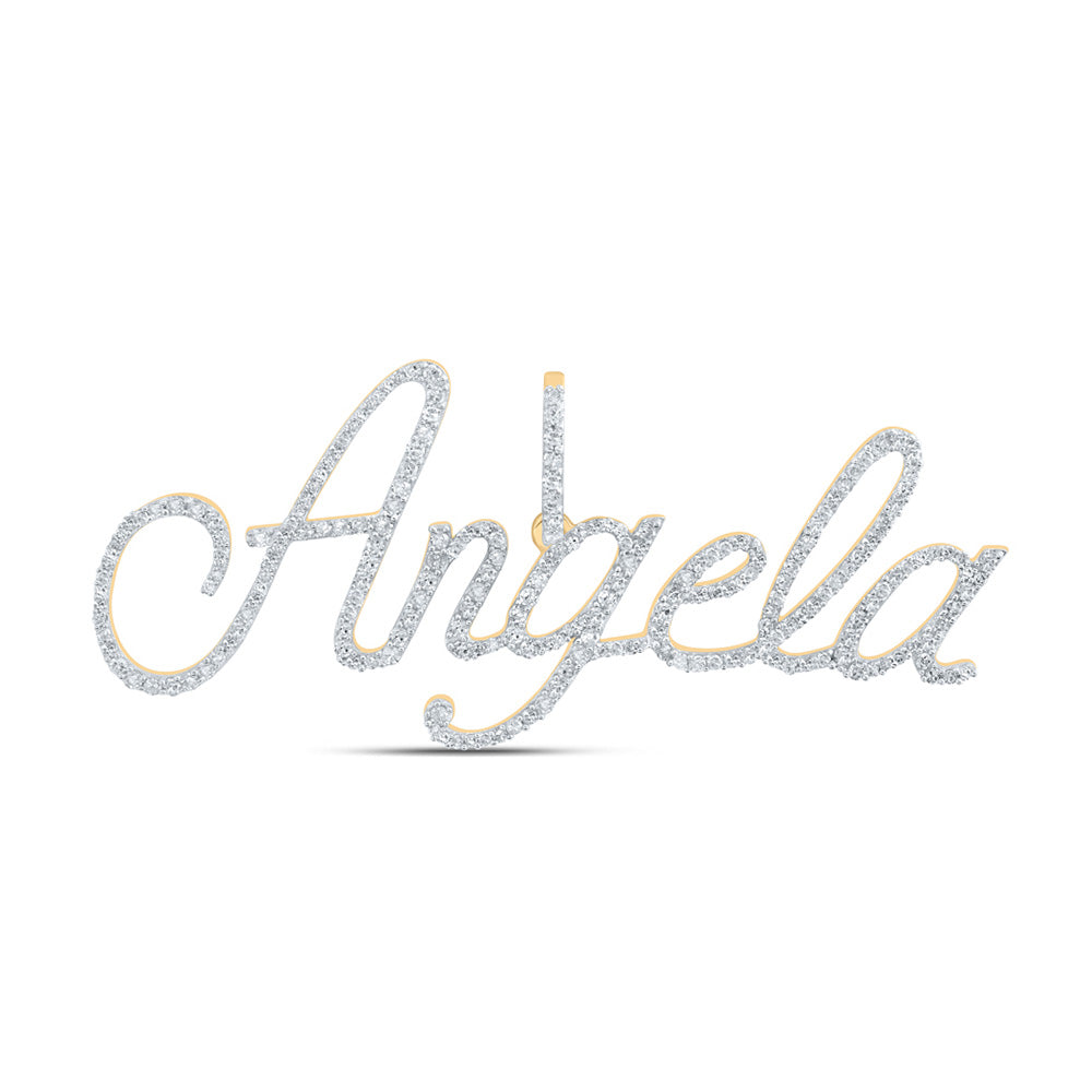 10K Yellow Gold Womens Round Diamond Name Pendant
