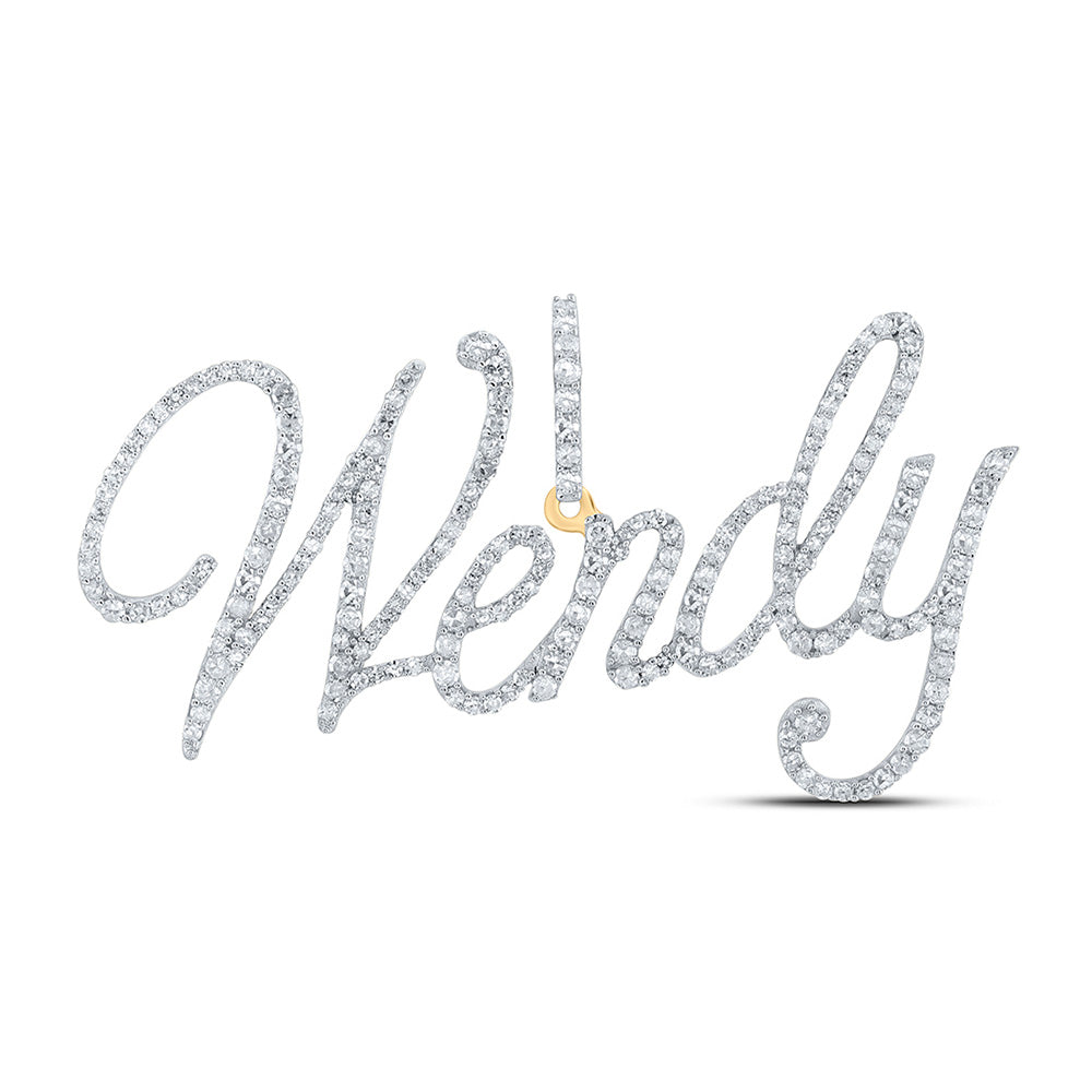 10K Yellow Gold Womens Round Diamond Name Pendant