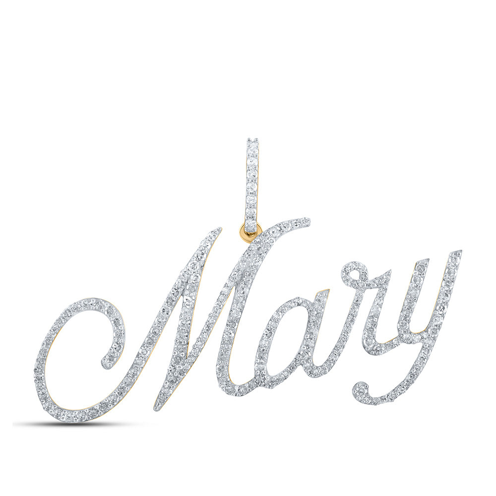10K Yellow Gold Womens Round Diamond Name Pendant