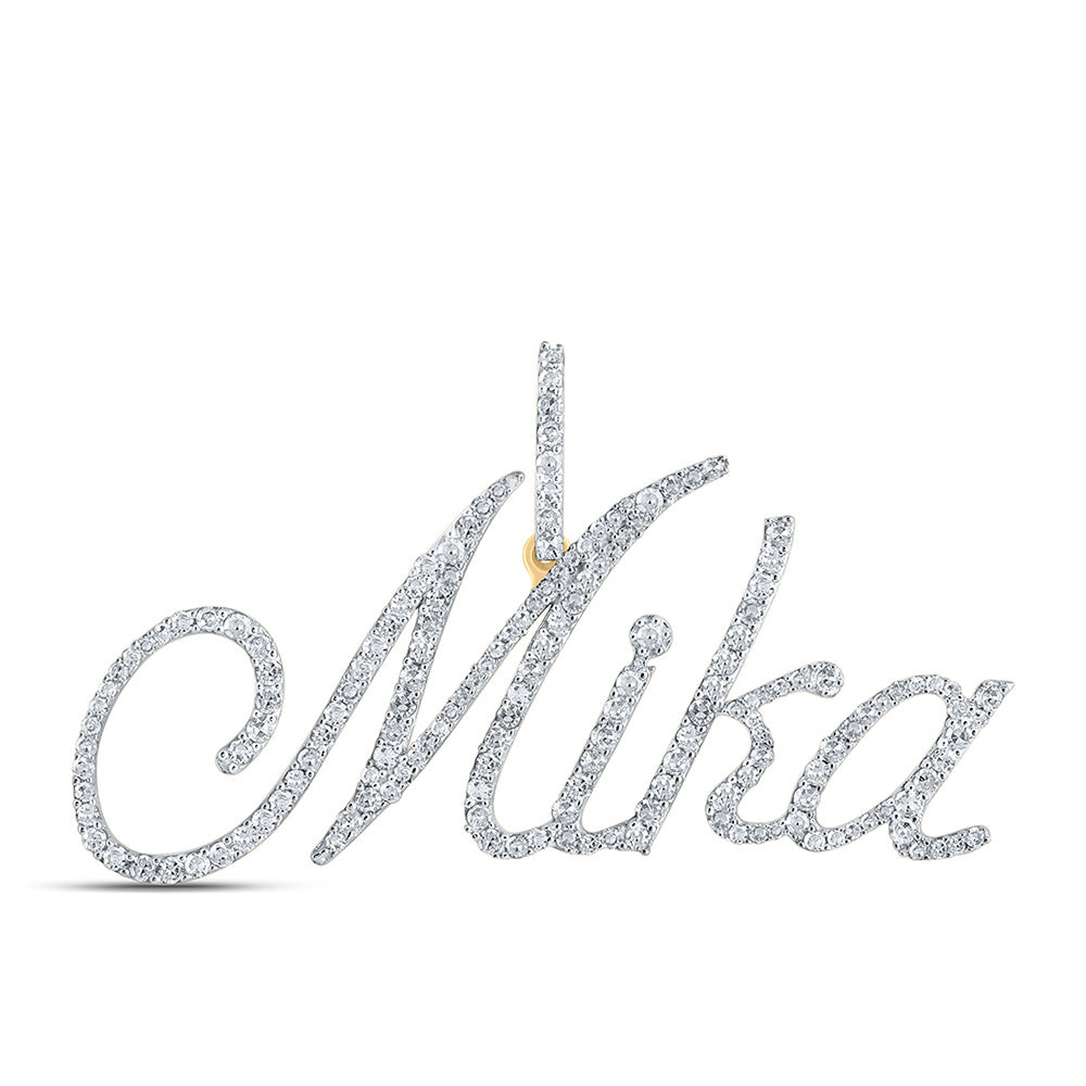 10K Yellow Gold Womens Round Diamond Name Pendant