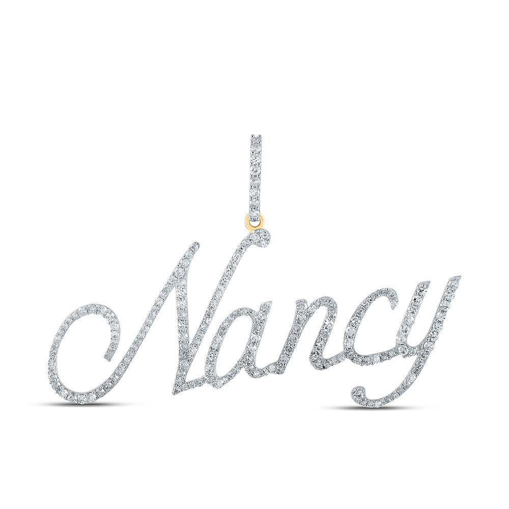 10K Yellow Gold Womens Round Diamond Name Pendant