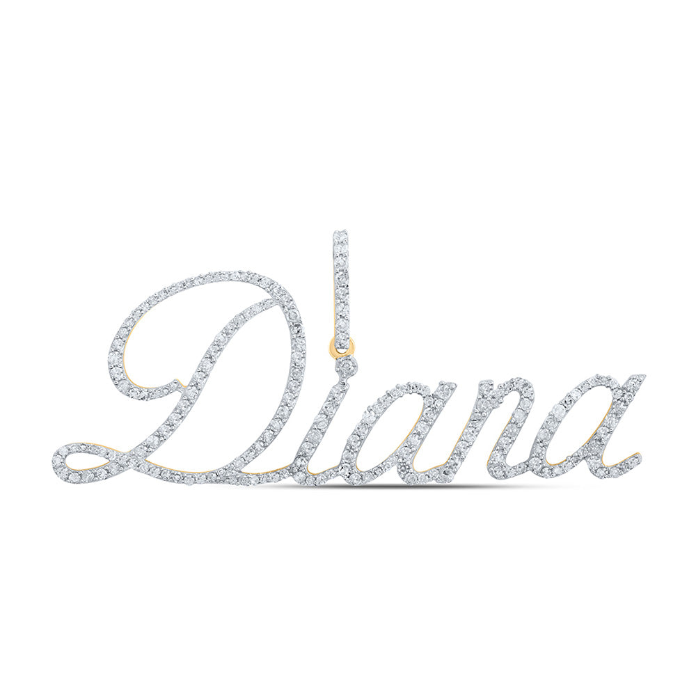 10K Yellow Gold Womens Round Diamond Name Pendant