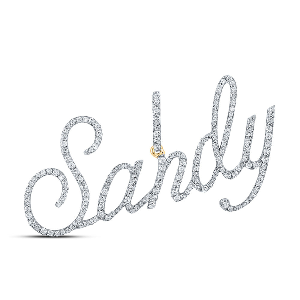 10K Yellow Gold Womens Round Diamond Name Pendant