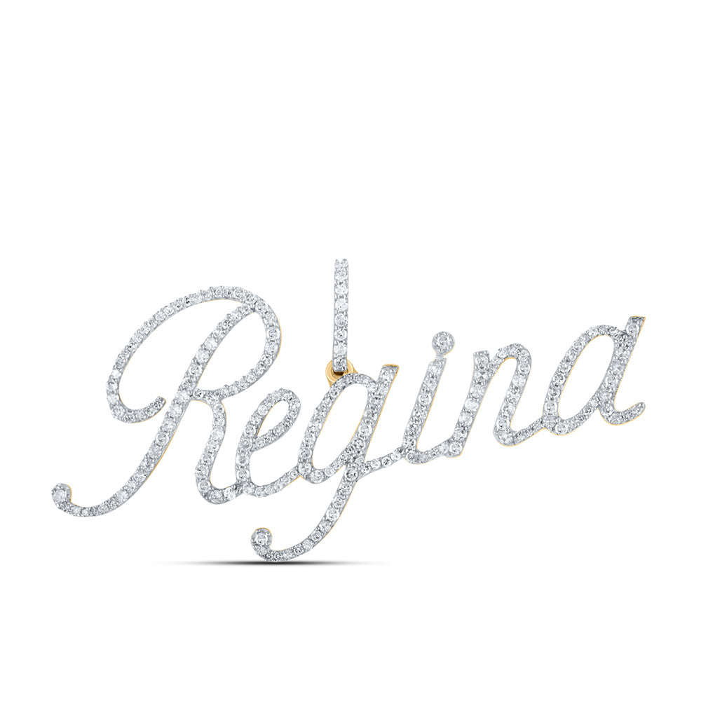 10K Yellow Gold Womens Round Diamond Name Pendant