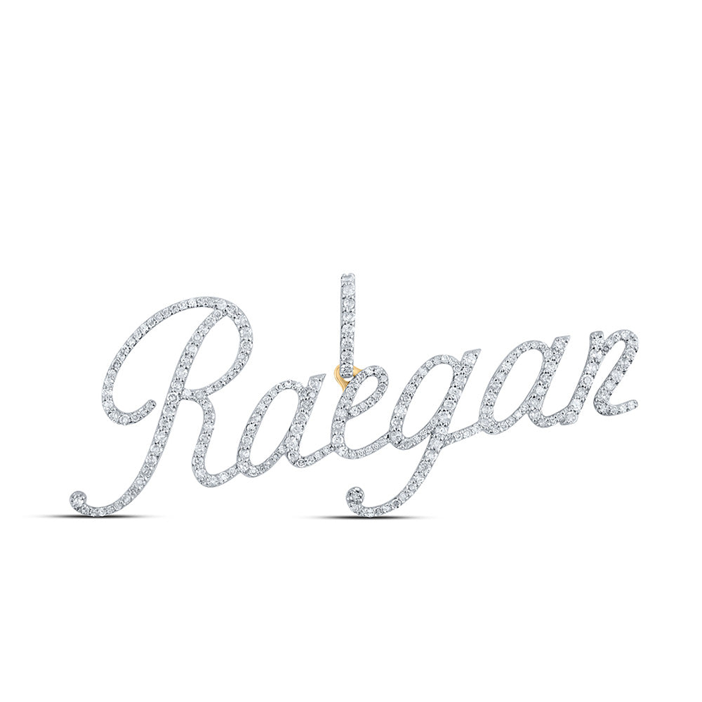 10K Yellow Gold Womens Round Diamond Name Pendant