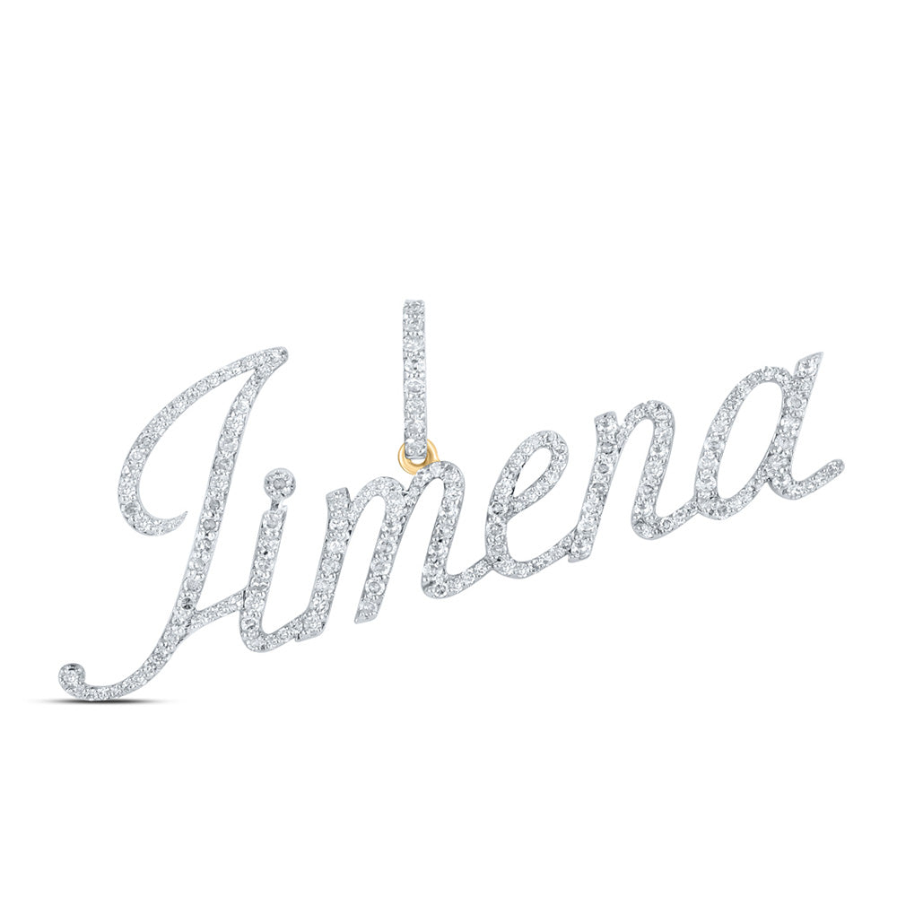 10K Yellow Gold Womens Round Diamond Name Pendant