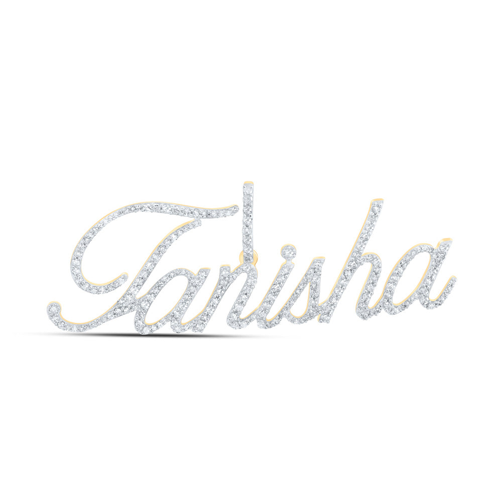 10K Yellow Gold Womens Round Diamond Name Pendant