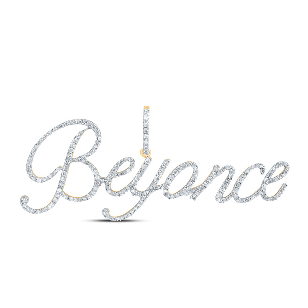 10K Yellow Gold Womens Round Diamond Name Pendant