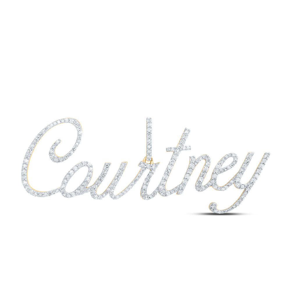 10K Yellow Gold Womens Round Diamond Name Pendant