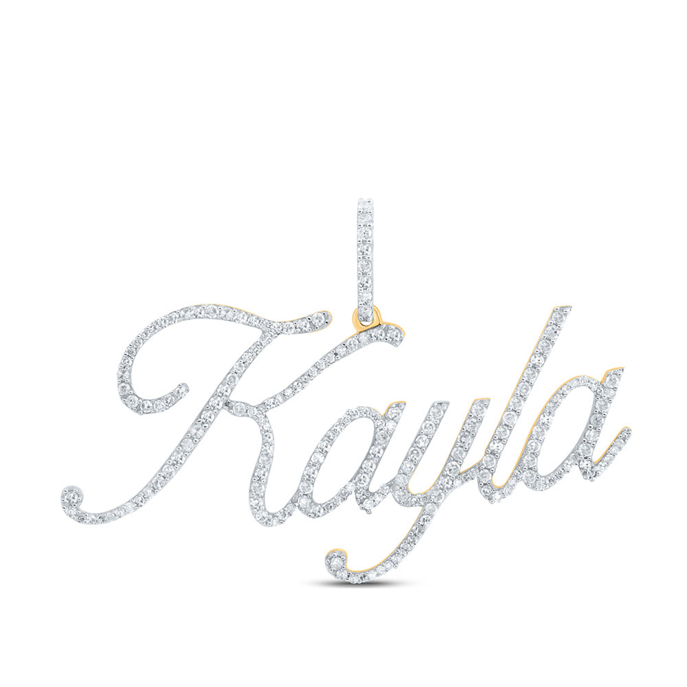 10K Yellow Gold Womens Round Diamond Name Pendant