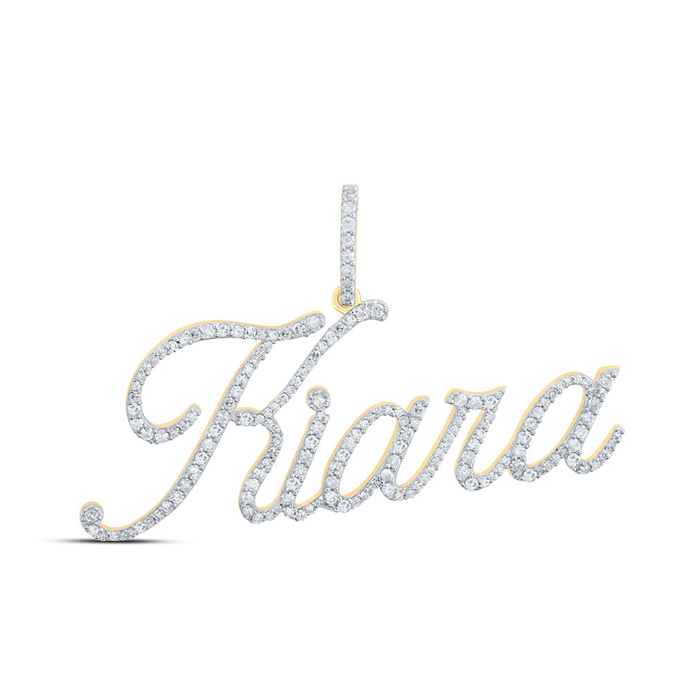 10K Yellow Gold Womens Round Diamond Name Pendant