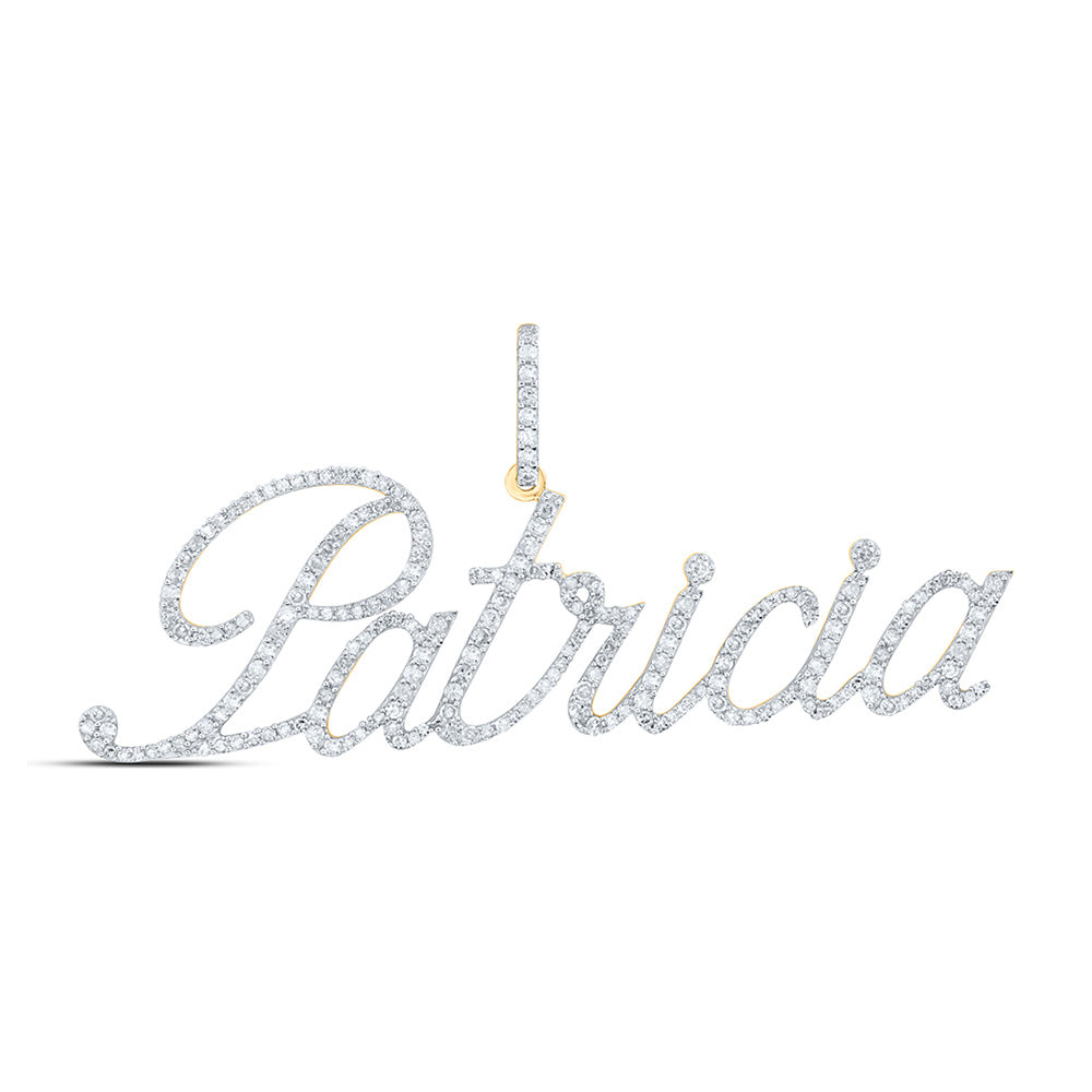 10K Yellow Gold Womens Round Diamond Name Pendant