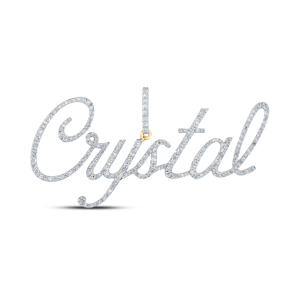 10K Yellow Gold Womens Round Diamond Name Pendant