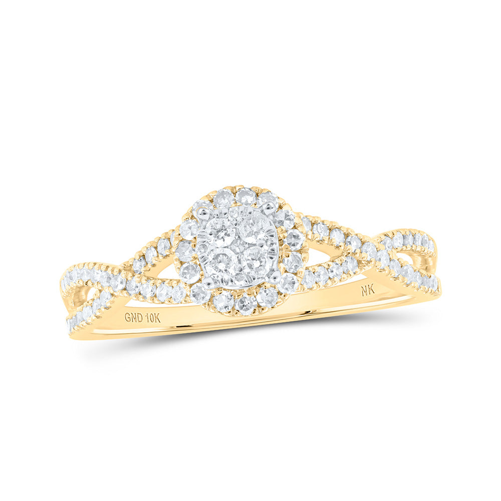 10K White Or Yellow Gold Womens Round Diamond Cluster Ring , Womens Size: 5-10