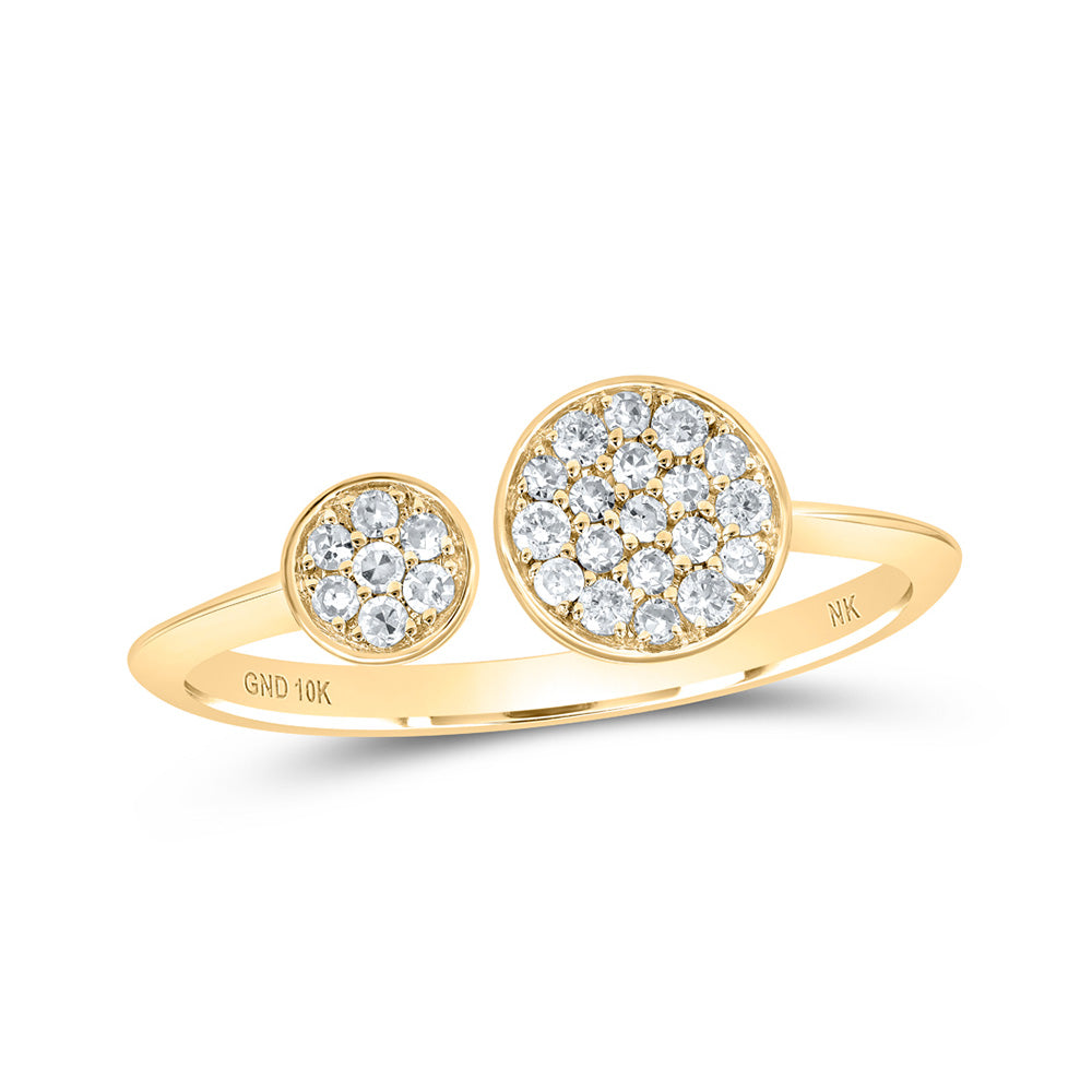 10K White Or Yellow Gold Womens Round Diamond Bisect Circle Band Ring , Womens Size: 5-10