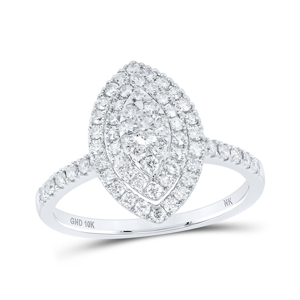 10K White Or Yellow Gold Womens Round Diamond Oval Ring , Womens Size: 5-10