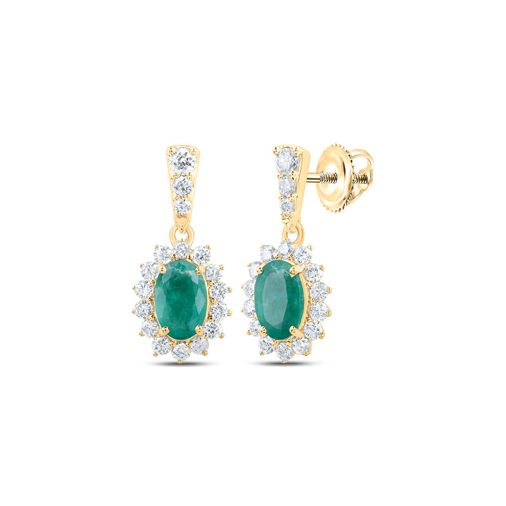 10K Yellow Or White Gold Womens Oval Diamond Dangle Earrings
