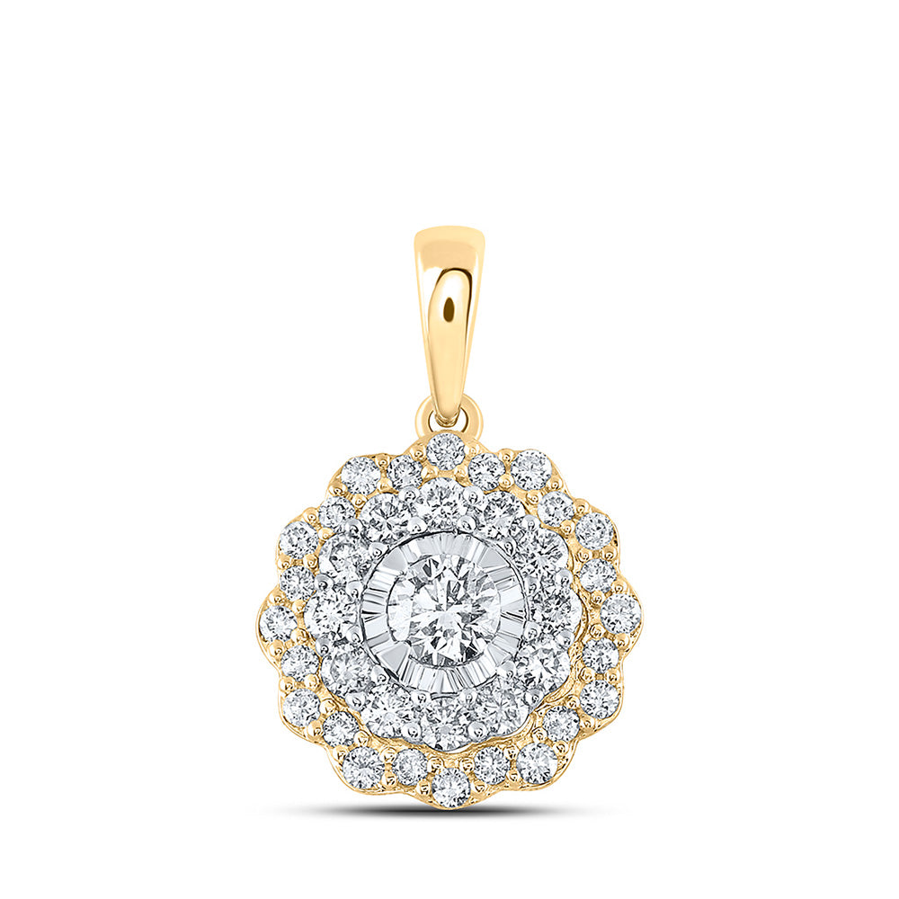 10K Yellow Or White Or Rose Gold Womens Round Diamond Fashion Pendant