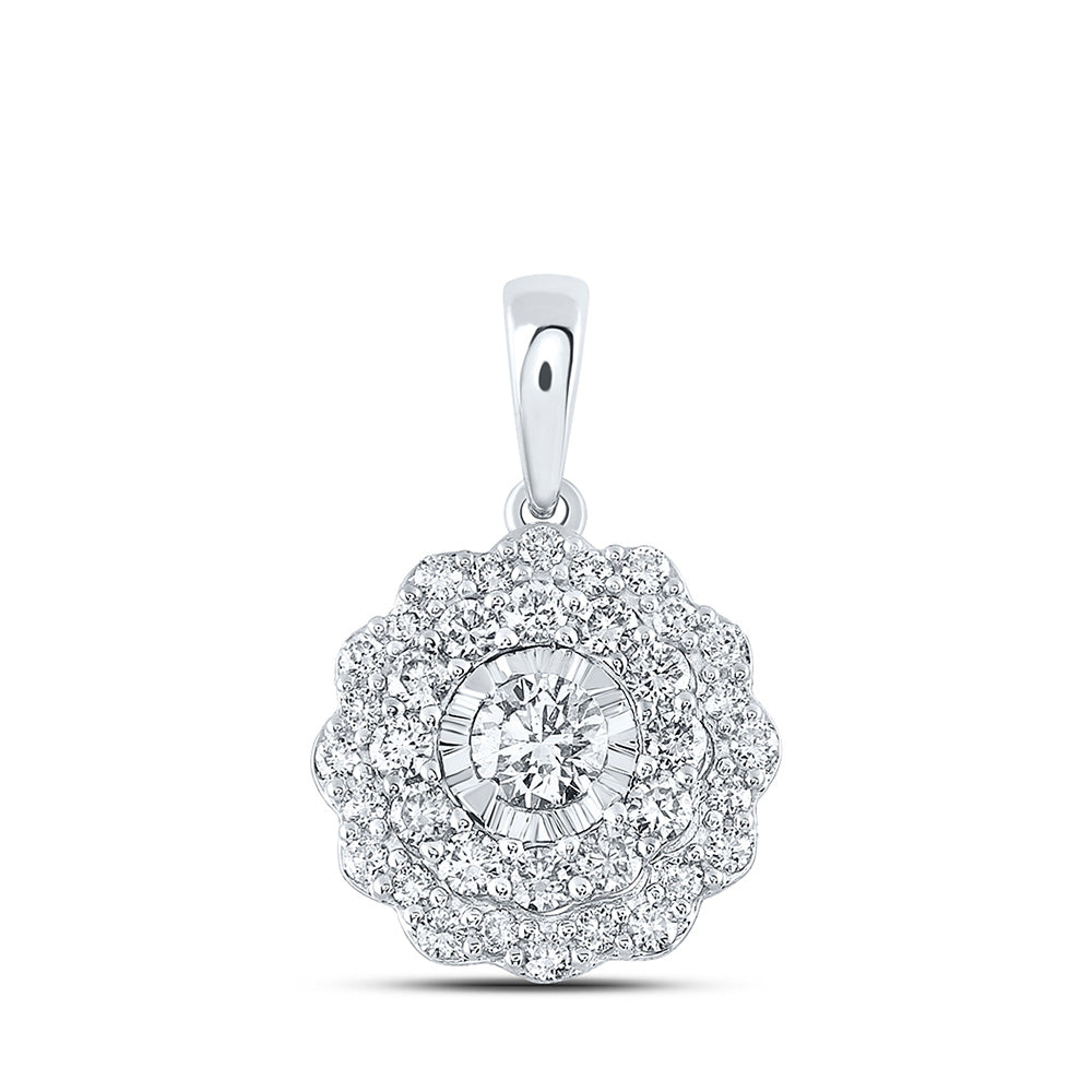 10K Yellow Or White Or Rose Gold Womens Round Diamond Fashion Pendant