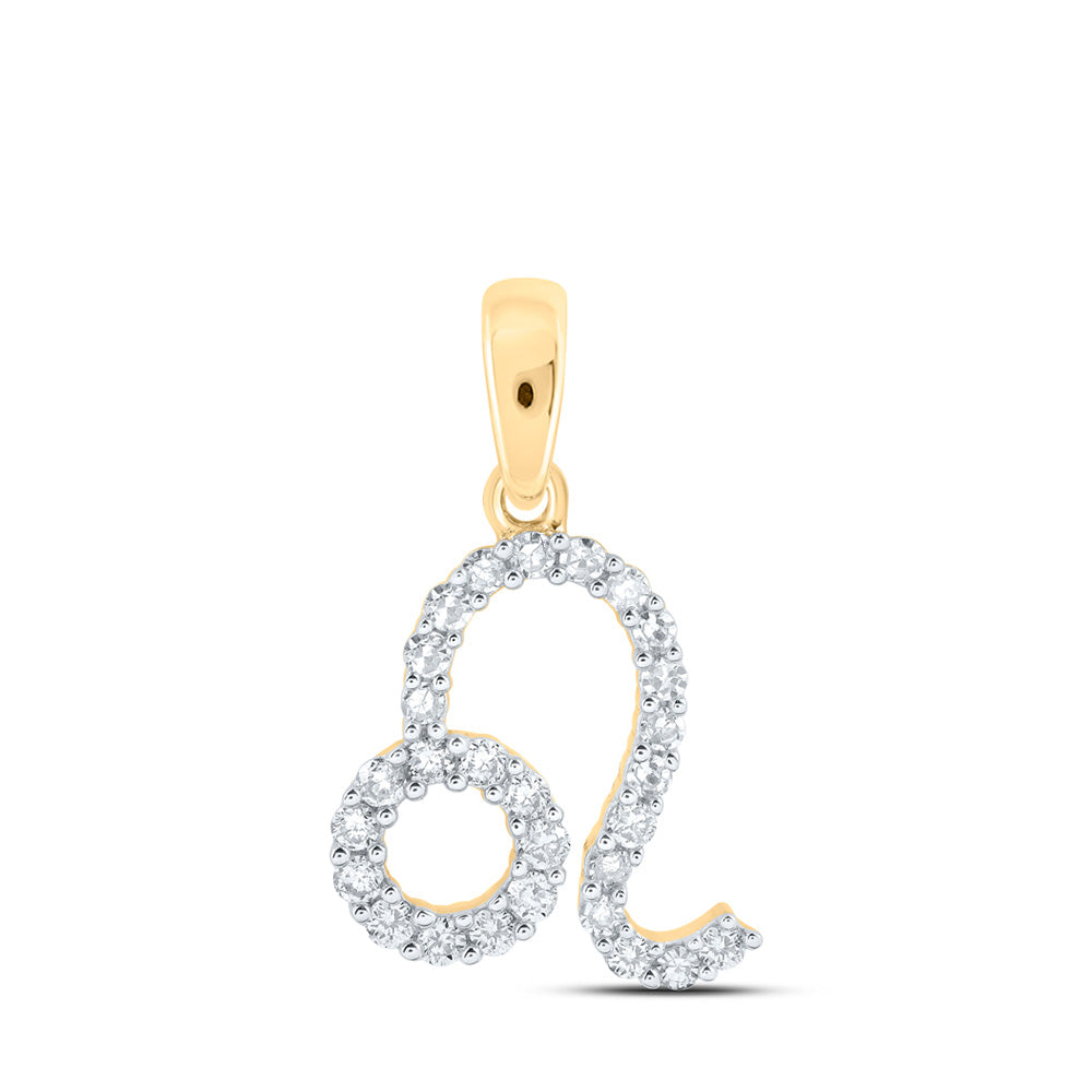 10K Yellow Gold Womens Round Diamond Zodiac Fashion Pendant