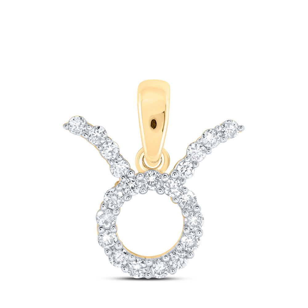 10K Yellow Gold Womens Round Diamond Zodiac Fashion Pendant