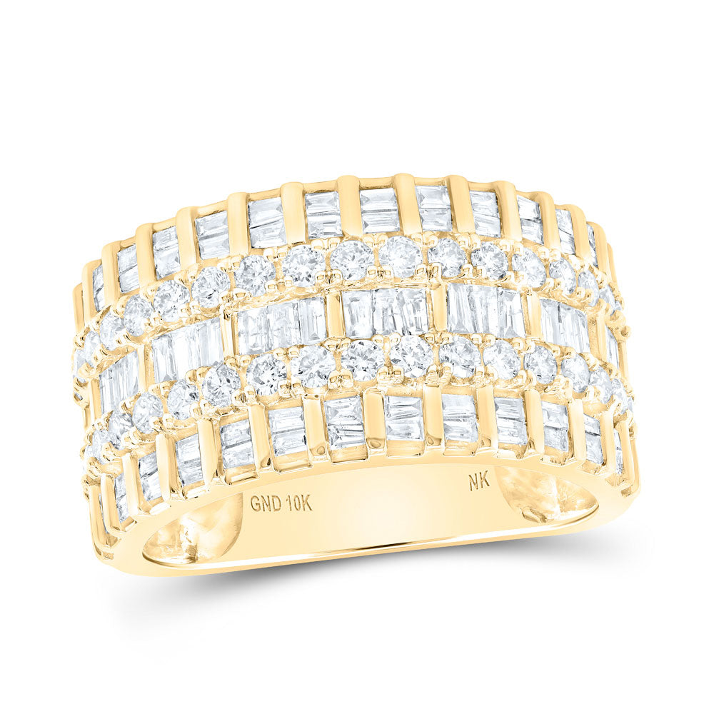10K Yellow Gold Womens Baguette Diamond Band Ring 1-3/8 Cttw, Womens Size: 5-10