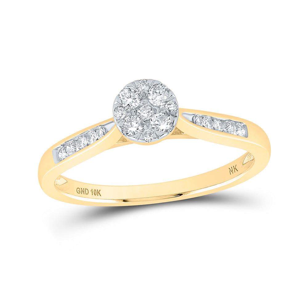 10K White Or Yellow Gold Womens Round Diamond Cluster Ring , Womens Size: 5-10