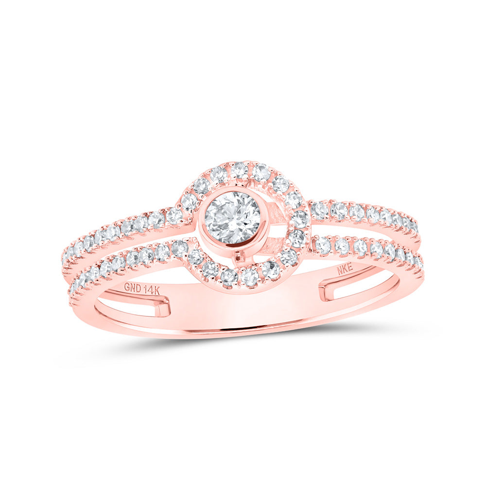14K Rose Gold Womens Round Diamond Fashion Ring 1/3 Cttw, Womens Size: 5-10