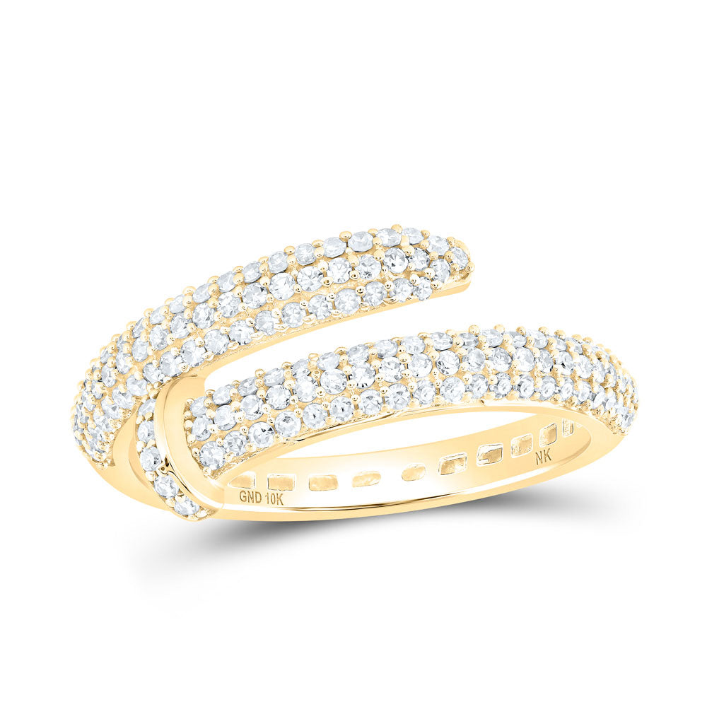 10K Yellow Or White Or Rose Gold Womens Round Diamond Spiral Band Ring , Womens Size: 5-10