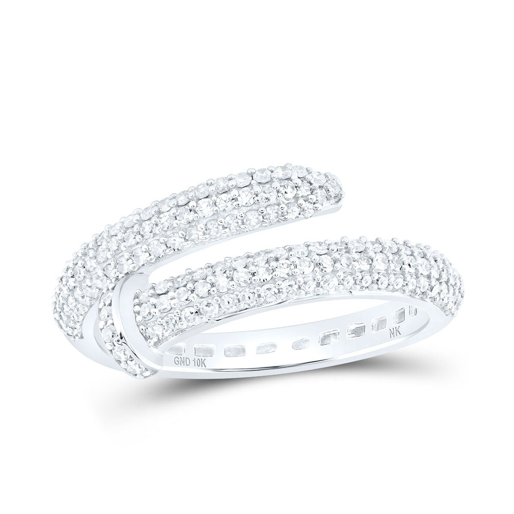 10K Yellow Or White Or Rose Gold Womens Round Diamond Spiral Band Ring , Womens Size: 5-10