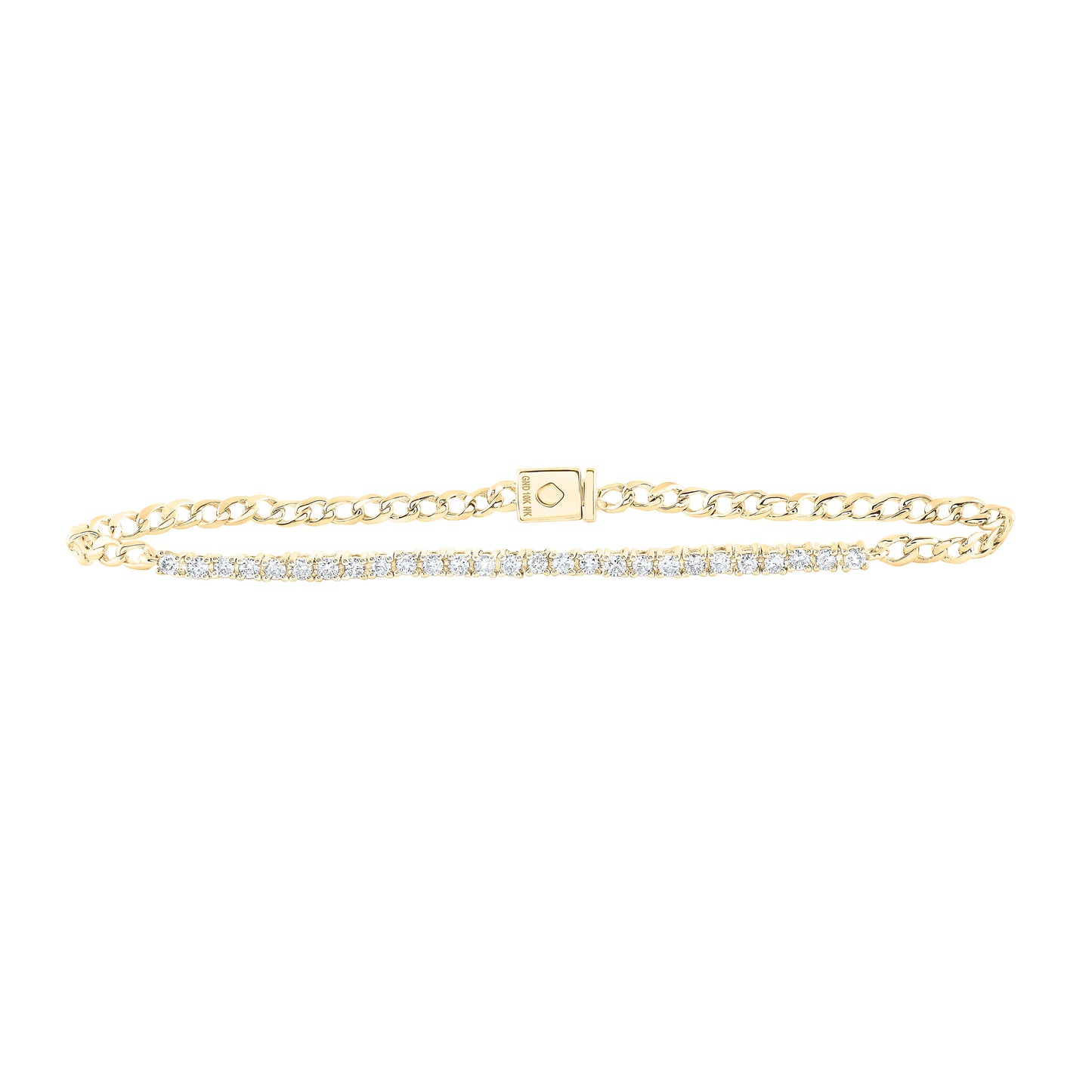 10K White Or Yellow Gold Womens Round Diamond Single Row Fashion Bracelet