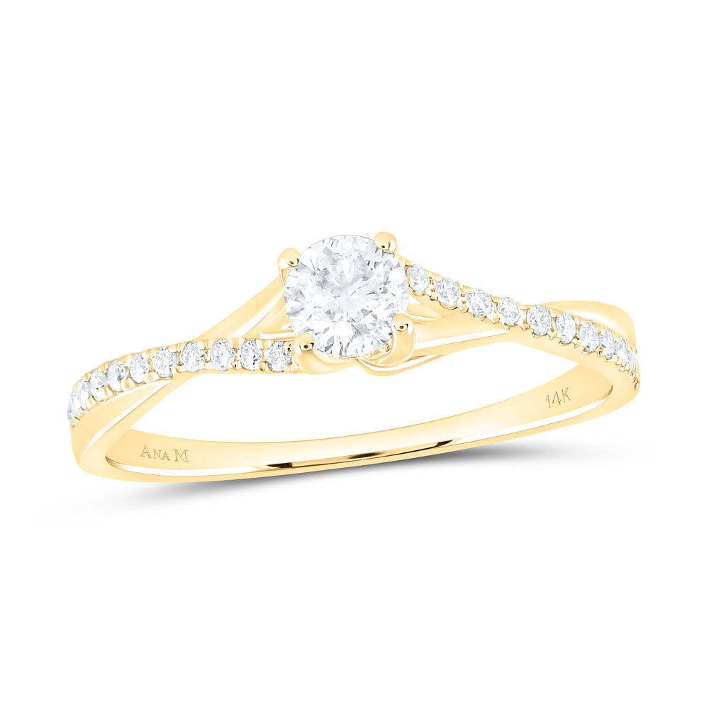 14K White Or Yellow Gold Round Diamond Solitaire Bridal Wedding Engagement Ring , Womens Size: 5-10