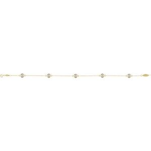 14K Yellow Gold Round 2.5Mm H+ I1 Station Bracelet, Length: 7 In
