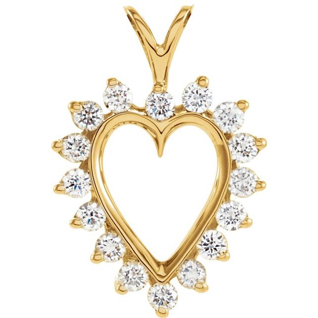 14K Yellow Gold Round I1, G-H Polished 1/2 Ctw Natural Diamond Heart Pendant