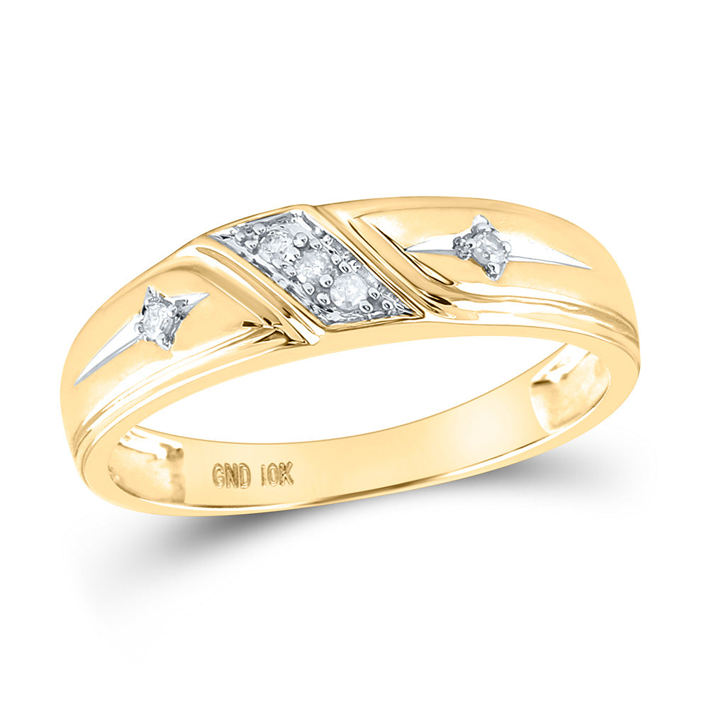 10K Yellow Gold His Hers Round Diamond Cross Matching Wedding Set 1/5 Cttw, Womens Size: 5-10, Mens Size: 7-13